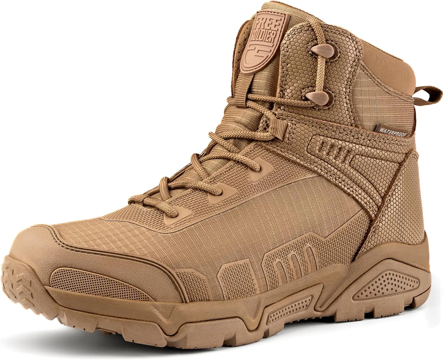 FREE SOLDIER Men's Waterproof Hiking Boots Lightweight Work Boots Military Tactical Boots Durable Combat Boots