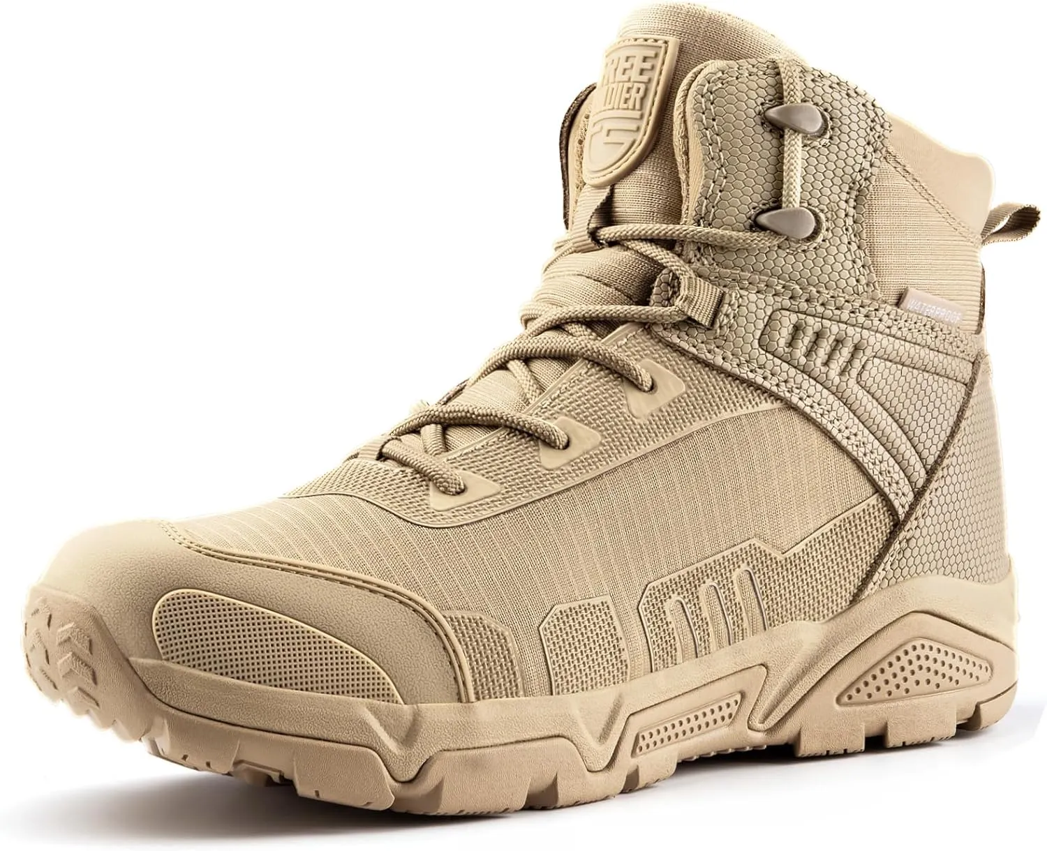 FREE SOLDIER Men's Waterproof Hiking Boots Lightweight Work Boots Military Tactical Boots Durable Combat Boots