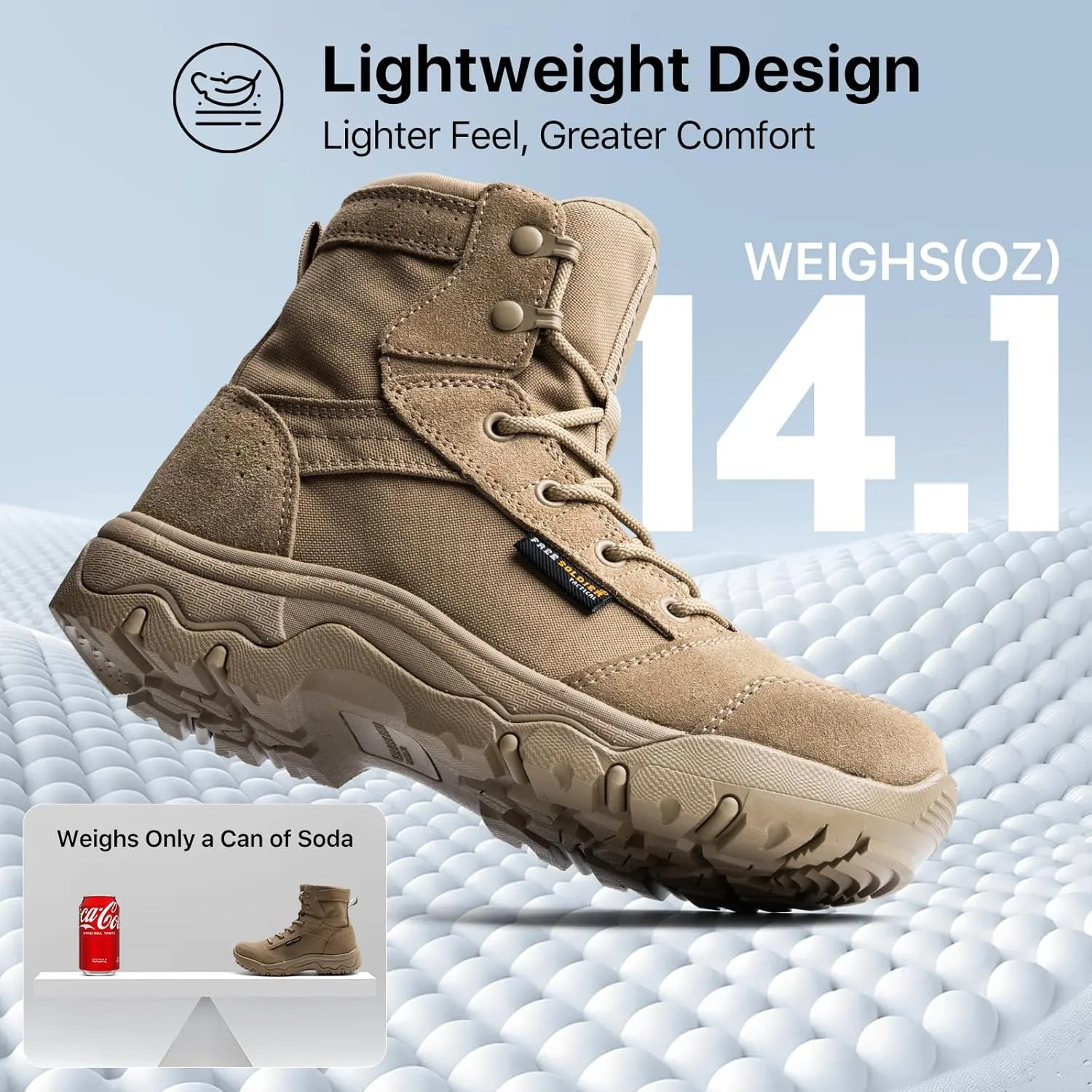 FREE SOLDIER Women’s Tactical Hiking 6 Inches Lightweight Combat Boot Durable Comfortable Work Boots for Women