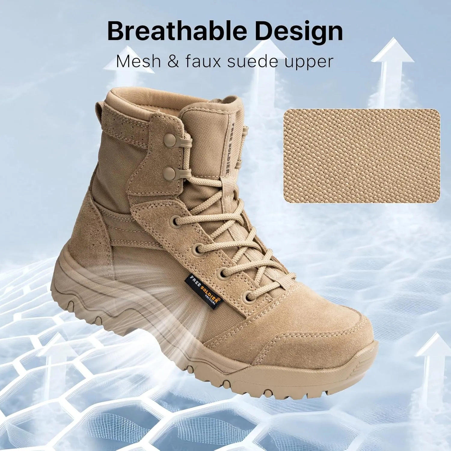 FREE SOLDIER Women’s Tactical Hiking 6 Inches Lightweight Combat Boot Durable Comfortable Work Boots for Women