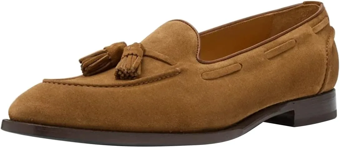 FSJ Men's Retro Round Toe Tassel Loafers Suede Fashion Casual Slip-On Flats Comfortable Driving Luxury Wedding Prom Moccasin Shoes Size 4-16 US