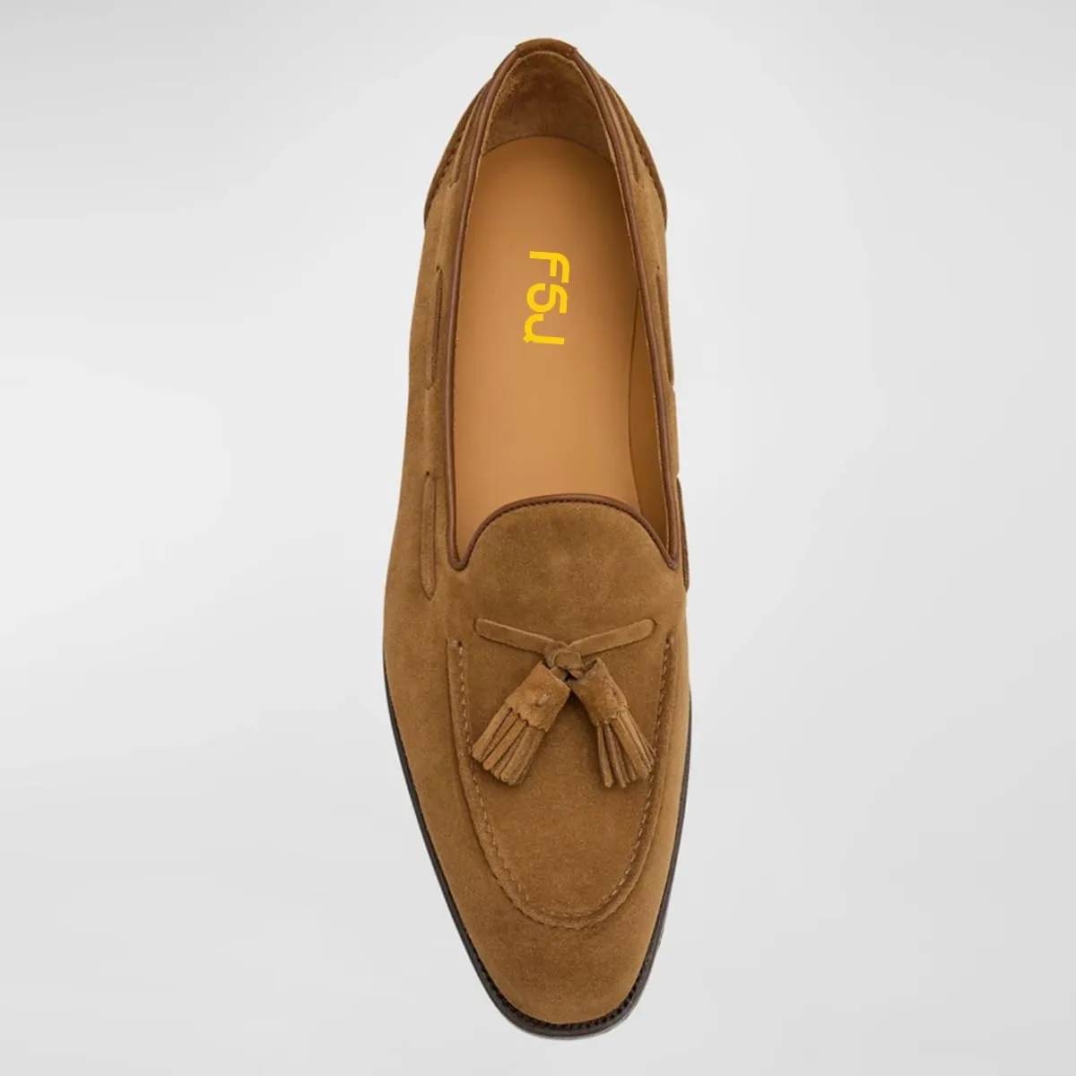 FSJ Men's Retro Round Toe Tassel Loafers Suede Fashion Casual Slip-On Flats Comfortable Driving Luxury Wedding Prom Moccasin Shoes Size 4-16 US
