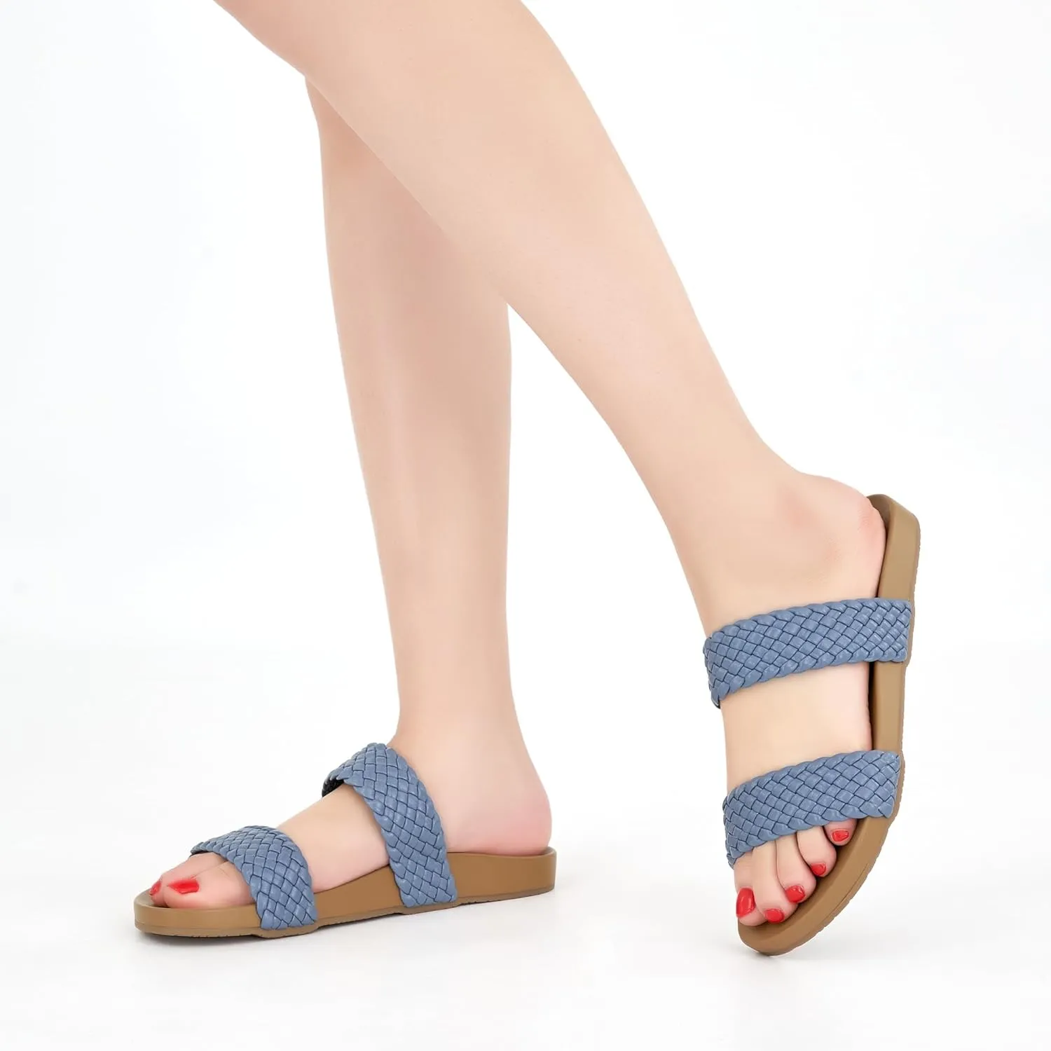 FUDYNMALC Slides Sandals for Women Orthopedic: Dressy Summer Beach Flat Shoes Comfortable Walking Footwear with Arch Support