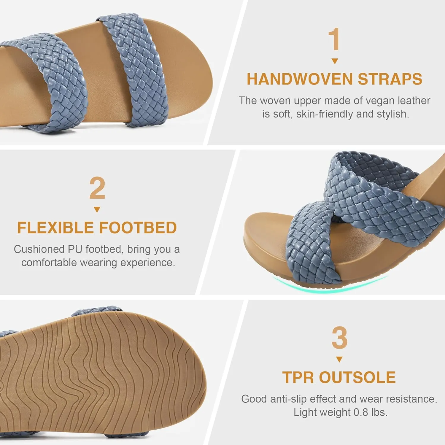 FUDYNMALC Slides Sandals for Women Orthopedic: Dressy Summer Beach Flat Shoes Comfortable Walking Footwear with Arch Support