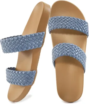FUDYNMALC Slides Sandals for Women Orthopedic: Dressy Summer Beach Flat Shoes Comfortable Walking Footwear with Arch Support