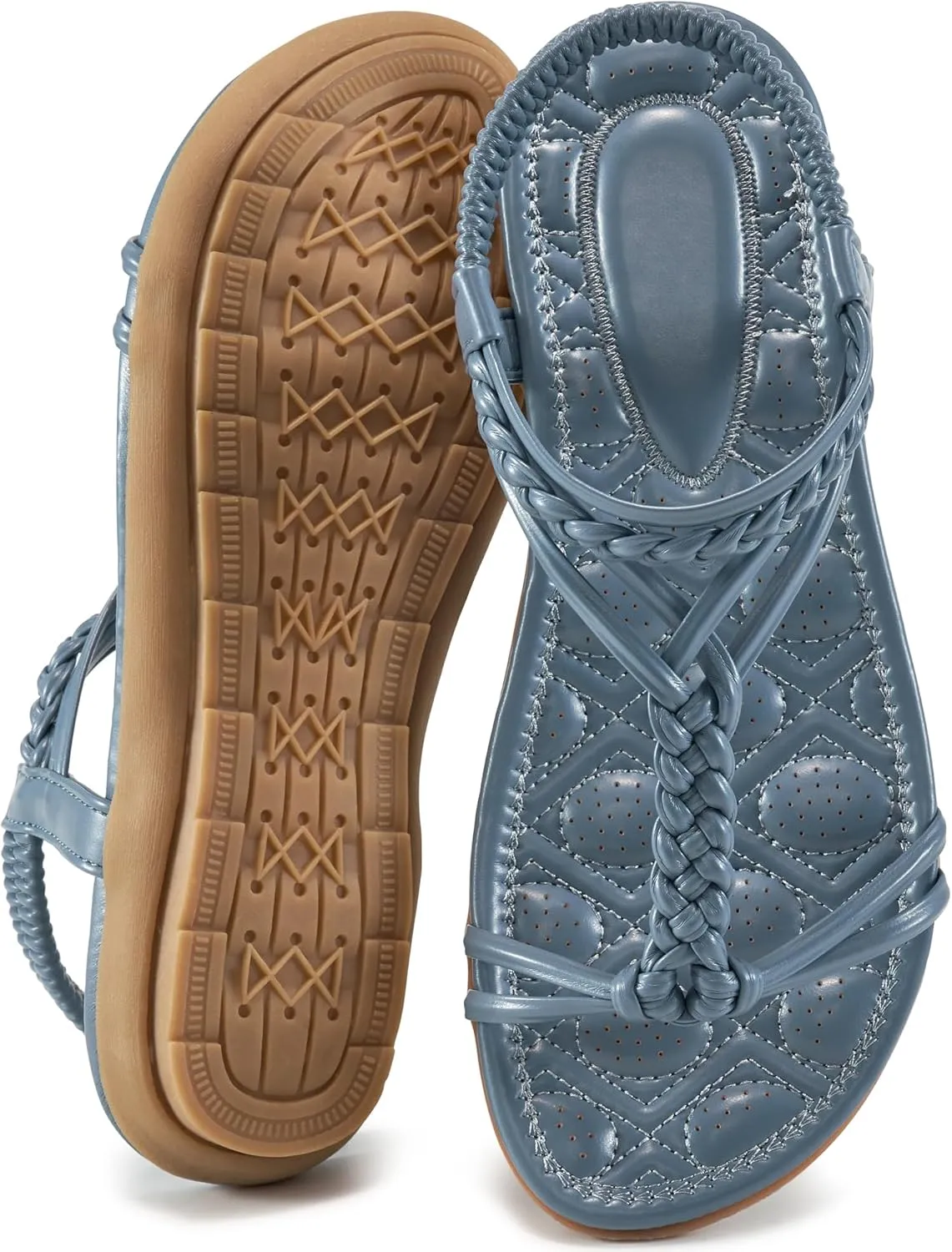 FUDYNMALC Womens Flat Sandals Summer: Trendy Beach Dress Shoes 2025 Casual Comfortable Walking Gladiator Footwear