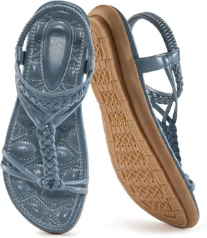 FUDYNMALC Womens Flat Sandals Summer: Trendy Beach Dress Shoes 2025 Casual Comfortable Walking Gladiator Footwear
