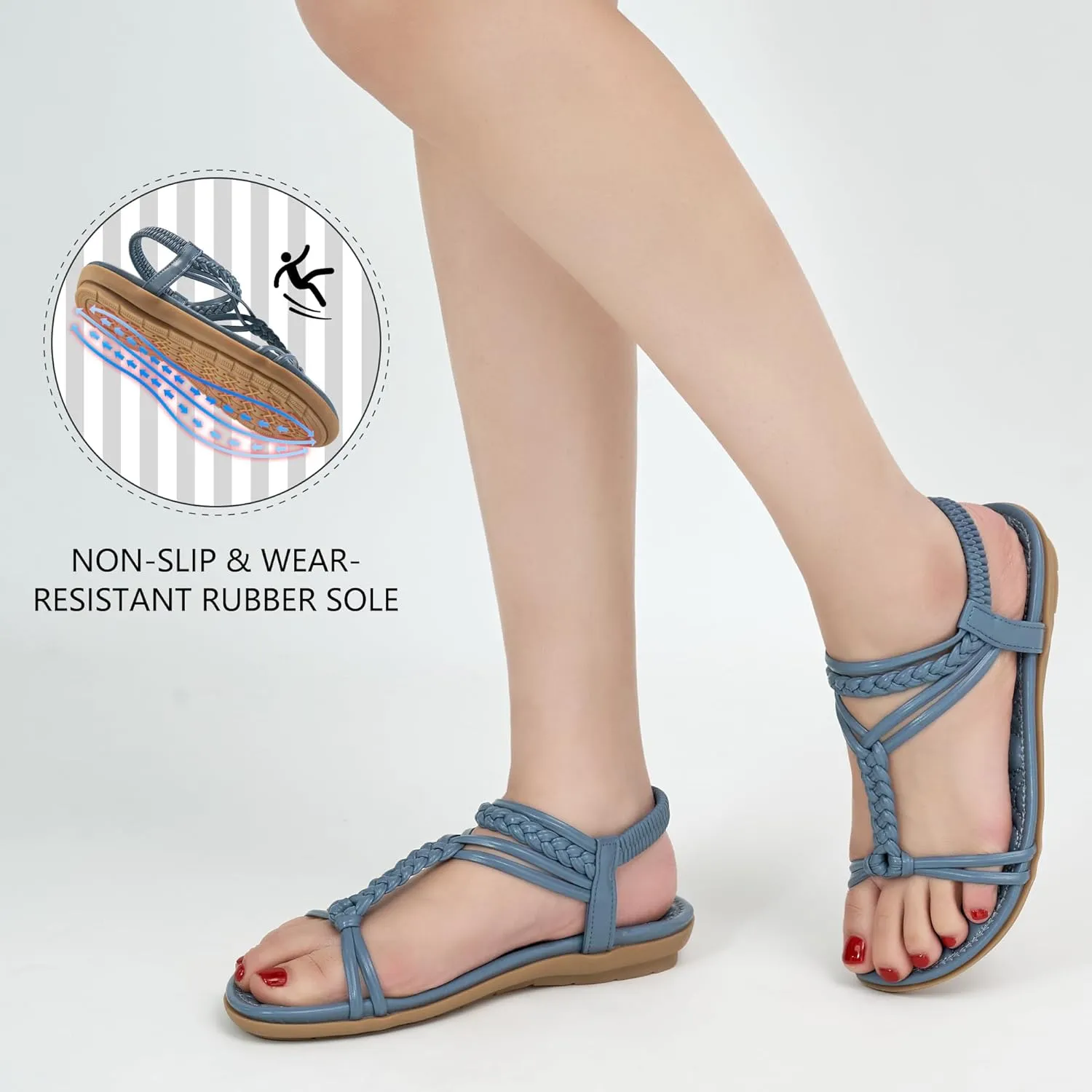 FUDYNMALC Womens Flat Sandals Summer: Trendy Beach Dress Shoes 2025 Casual Comfortable Walking Gladiator Footwear