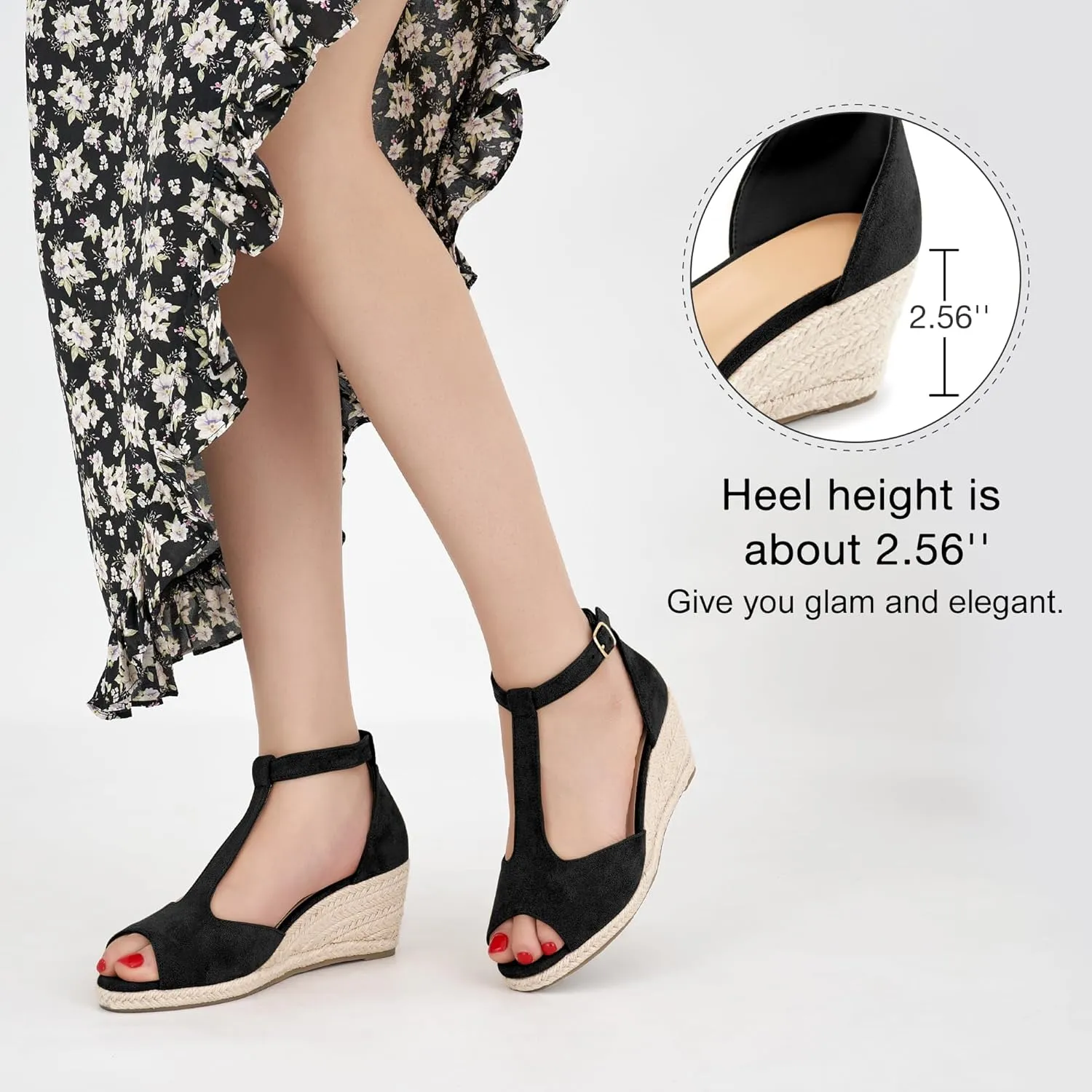 FUDYNMALC Womens Sandals Wedge Heels: Summer Dressy Espadrilles Platforms Shoes Casual Comfortable Open Toe Walking Footwear