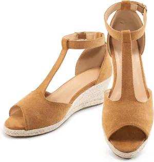 FUDYNMALC Womens Sandals Wedge Heels: Summer Dressy Espadrilles Platforms Shoes Casual Comfortable Open Toe Walking Footwear