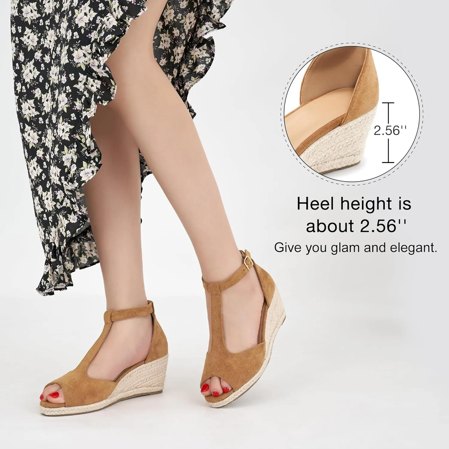 FUDYNMALC Womens Sandals Wedge Heels: Summer Dressy Espadrilles Platforms Shoes Casual Comfortable Open Toe Walking Footwear