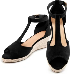 FUDYNMALC Womens Sandals Wedge Heels: Summer Dressy Espadrilles Platforms Shoes Casual Comfortable Open Toe Walking Footwear