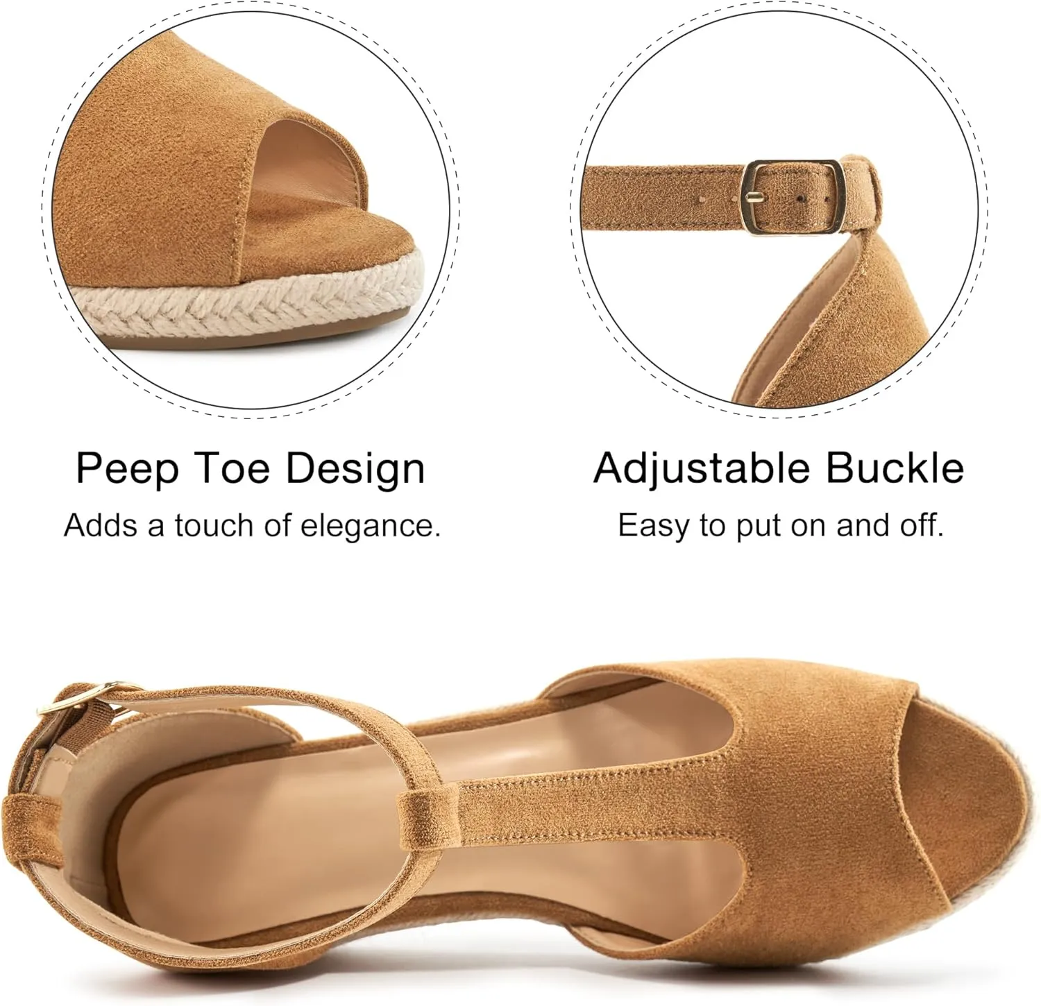 FUDYNMALC Womens Sandals Wedge Heels: Summer Dressy Espadrilles Platforms Shoes Casual Comfortable Open Toe Walking Footwear