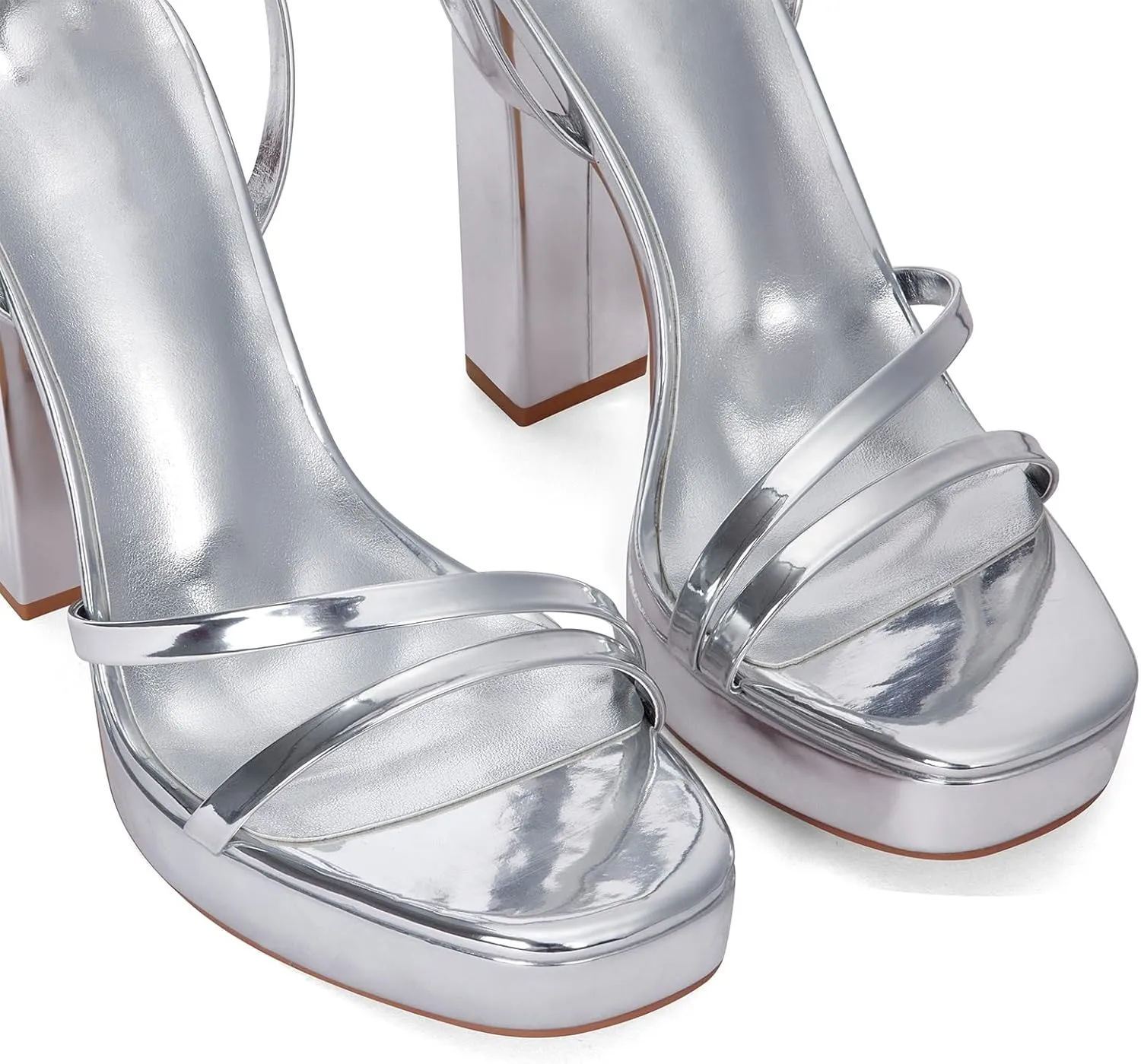 GENSHUO Women's Platform Chunky High Heels Square Toe Ankle Strap Heel Sandals Strappy Wedding Party Dress shoes