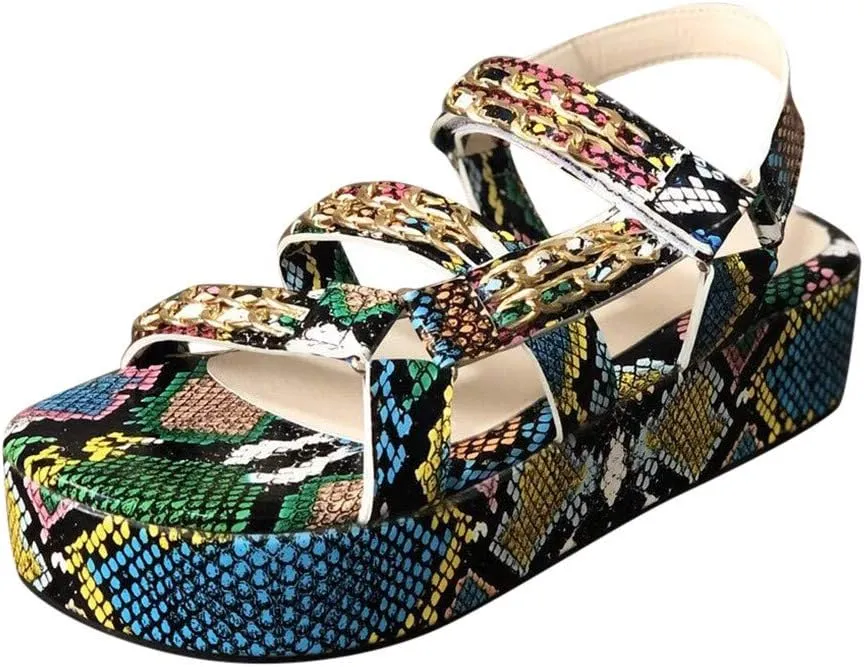 Gibobby Platform Sandals for Women,Women's Sandals Espadrille Wedge Platform Summer Ankle Strap Studded Open Toe Sandal