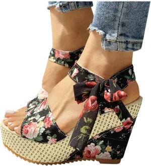 Gibobby Womens Espadrilles Sandals Wedge,Women's Platform Sandals Espadrille Wedge Ankle Strap Studded Open-Toe Sandals