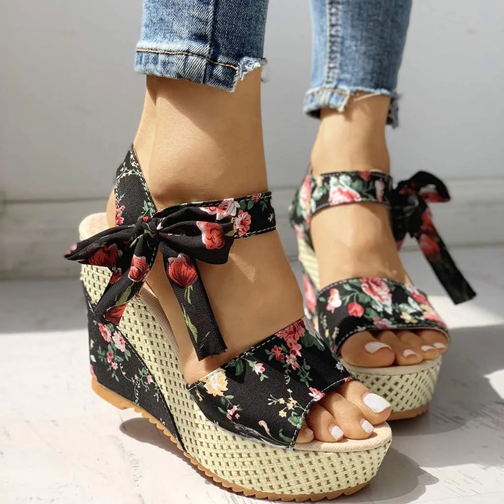 Gibobby Womens Espadrilles Sandals Wedge,Women's Platform Sandals Espadrille Wedge Ankle Strap Studded Open-Toe Sandals