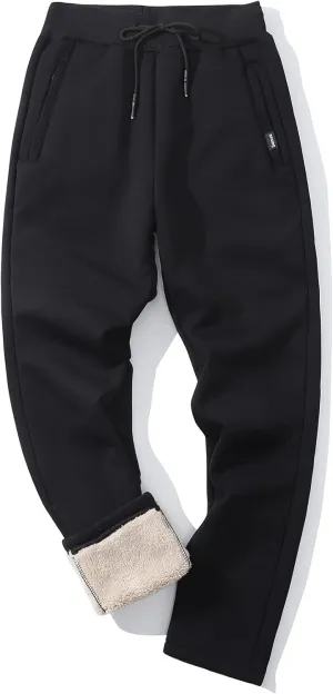 Gihuo Men Sweatpants Sherpa Fleece Lined Sweatpants Winter Thermal Active Outdoor Sports Track Jogger Pants