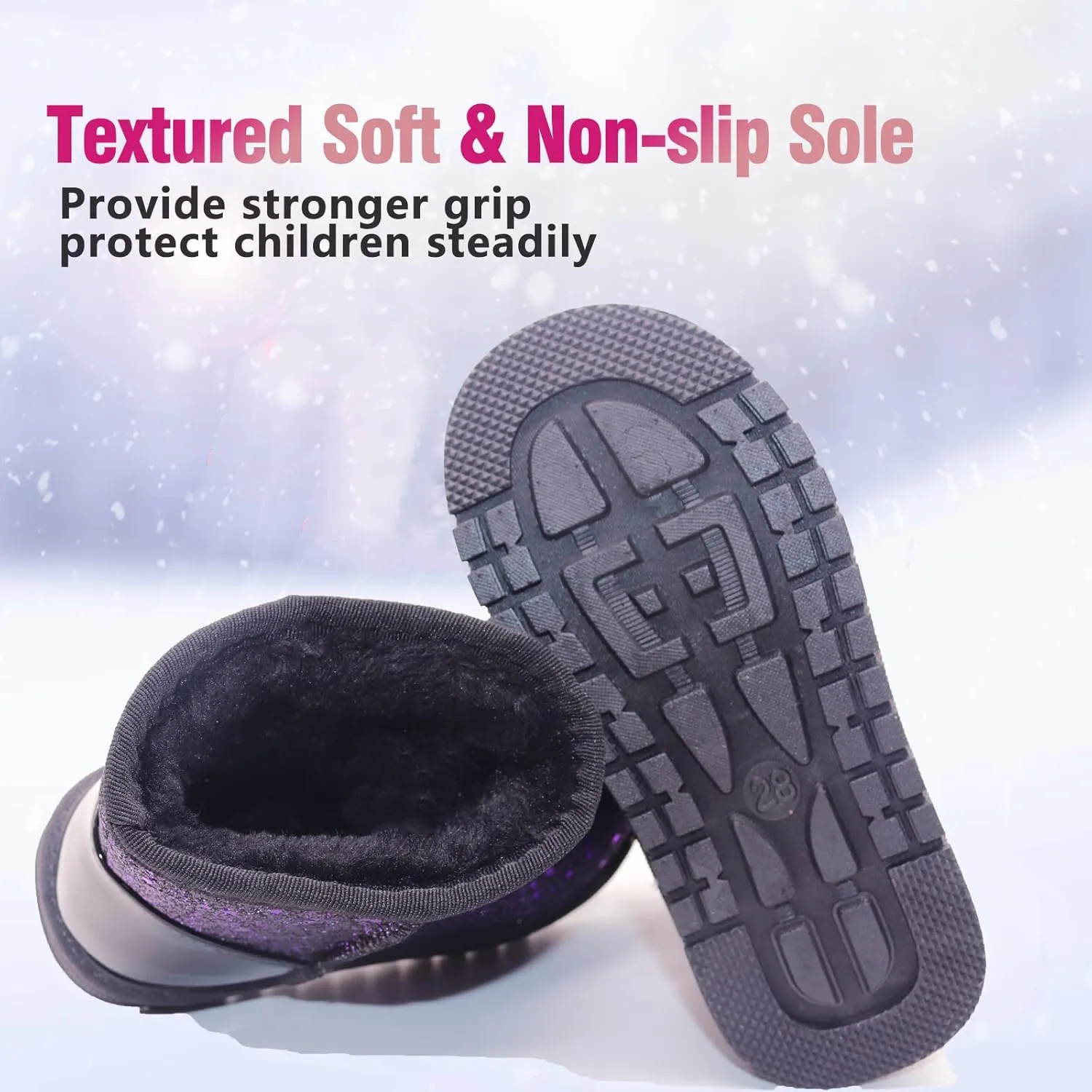 Girls Glitter Snow Boots Toddler/Little Girls Warm Winter Sequin Comfy Cute Durable Outdoor Sparkle Princess Ankle Boots