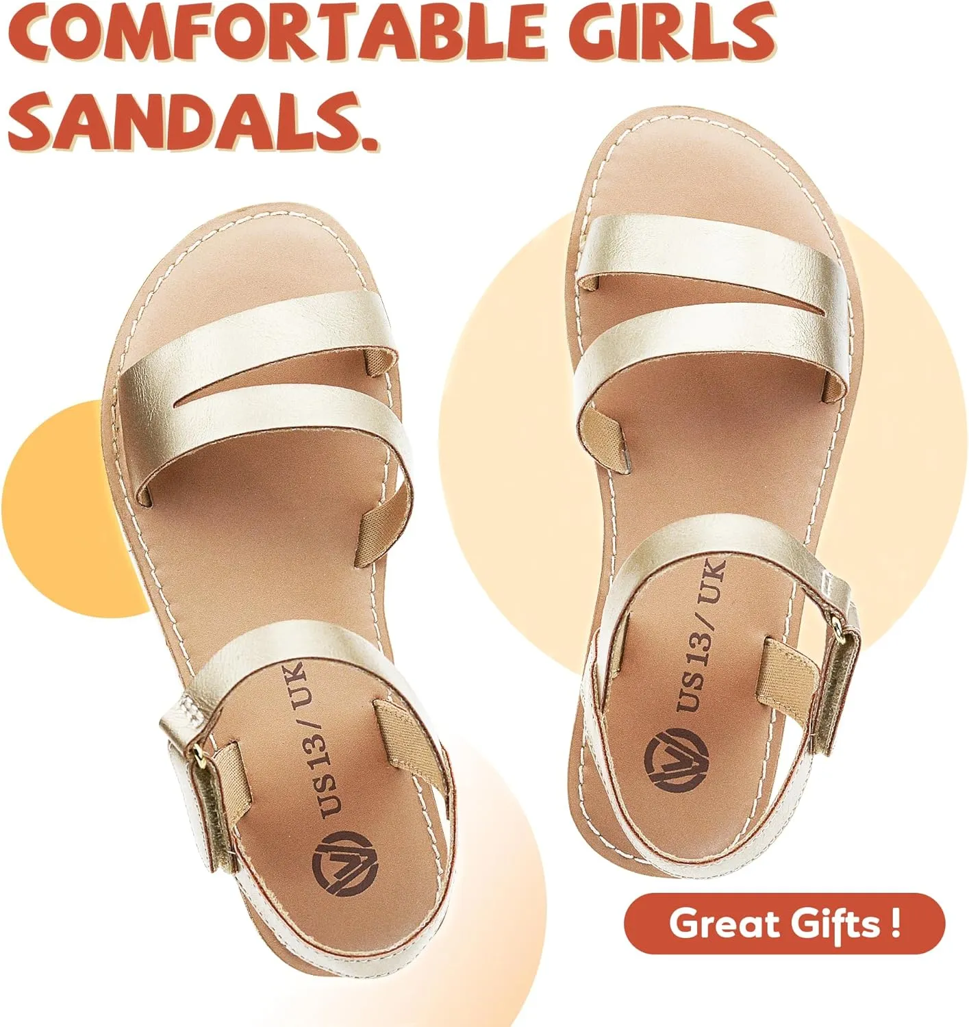 Girls Sandals Open Toe Strappy Summer Shoes Dress Sandals for Girls