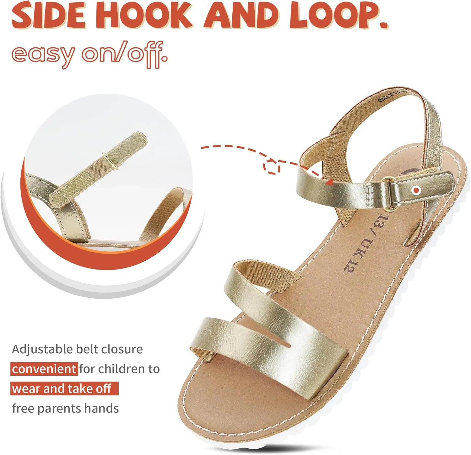 Girls Sandals Open Toe Strappy Summer Shoes Dress Sandals for Girls