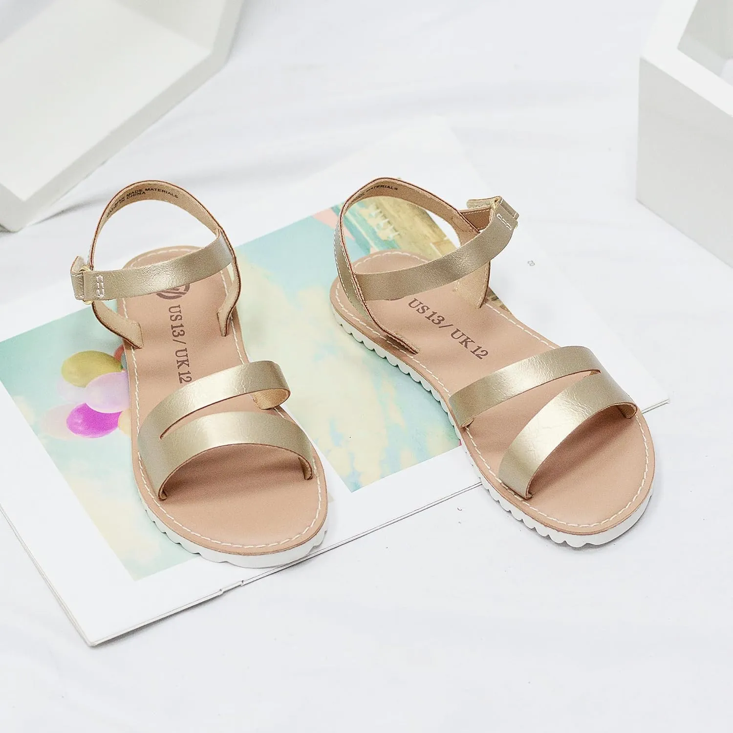 Girls Sandals Open Toe Strappy Summer Shoes Dress Sandals for Girls