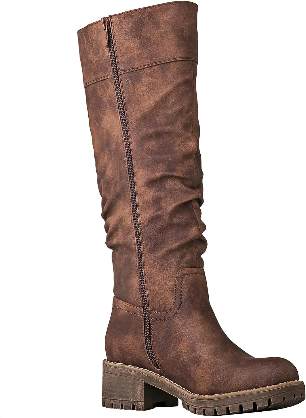 GLOBALWIN Women's Chunky Low Heels Boots Knee High Boots For Women