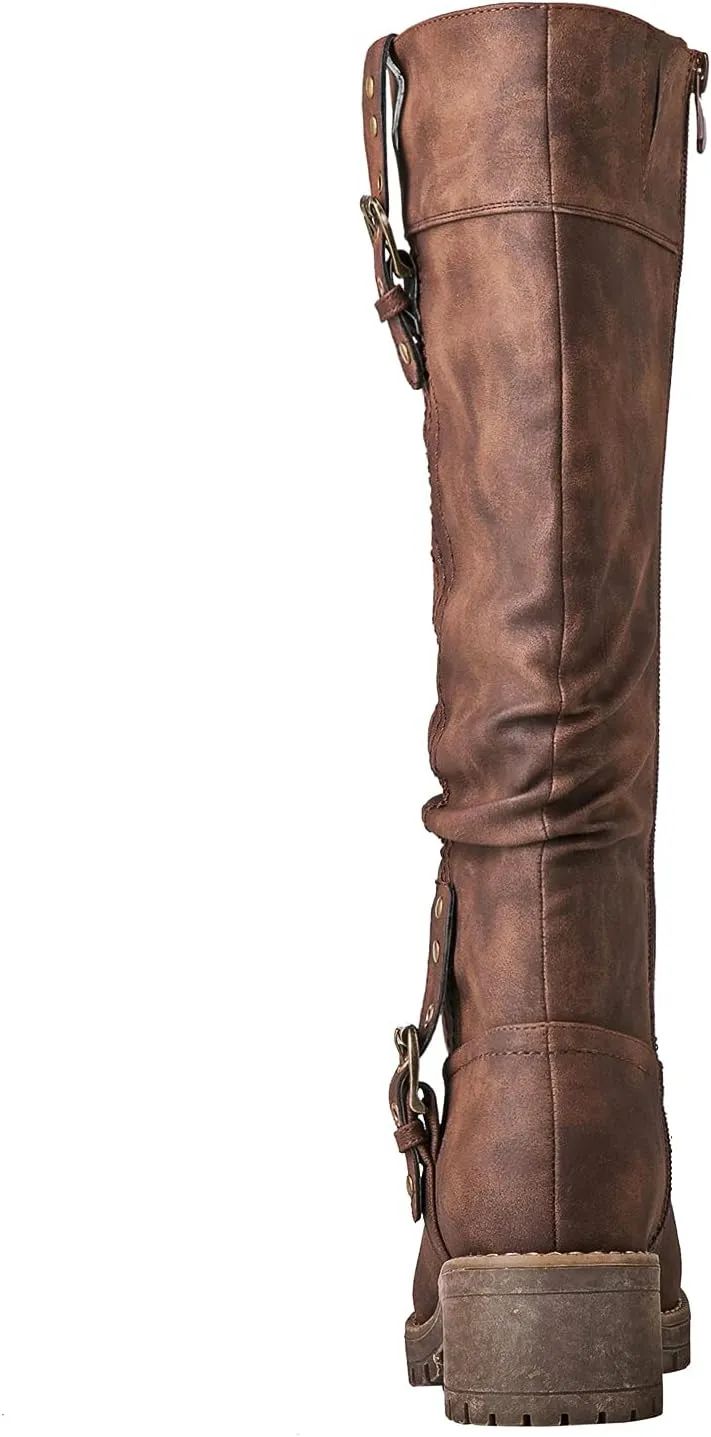 GLOBALWIN Women's Chunky Low Heels Boots Knee High Boots For Women
