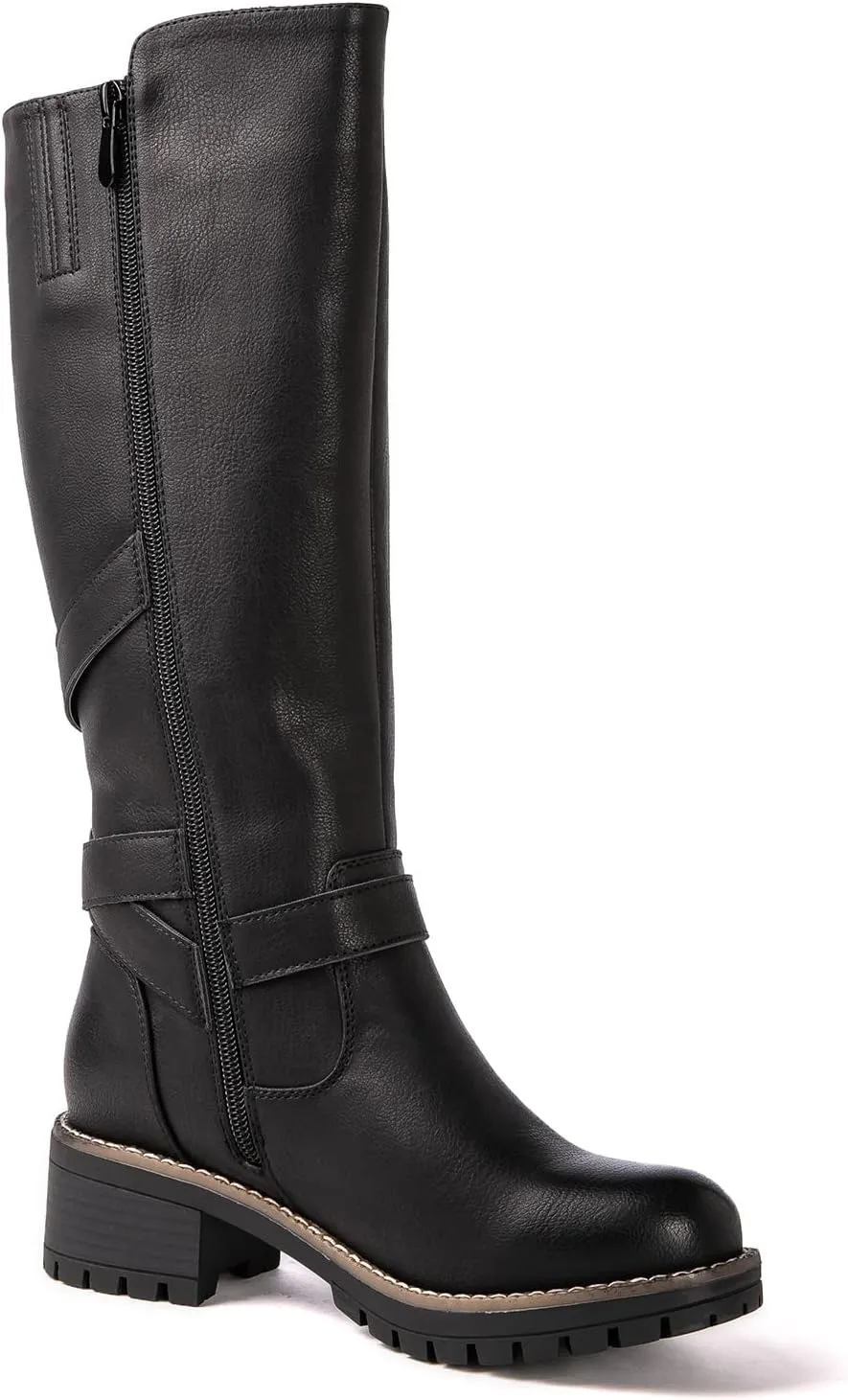 GLOBALWIN Women's Knee High Boots Tall Fashion Riding Boots For Women With Side Zipper Chunky Low Heel