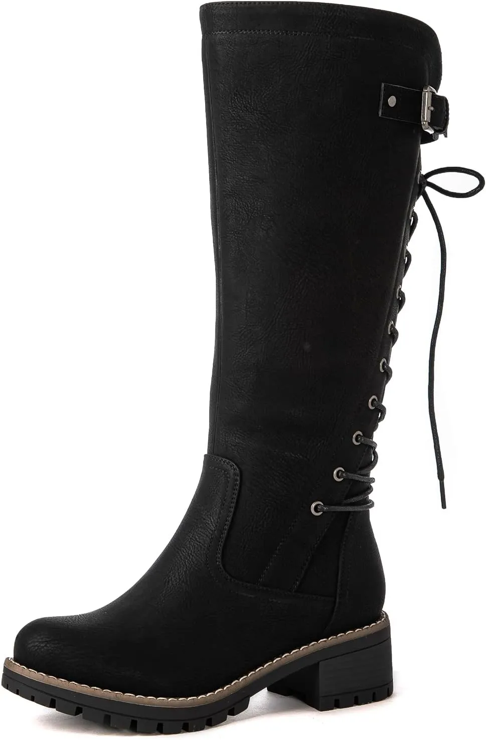 GLOBALWIN Women's Lace Up Back Knee High Fashion Boots