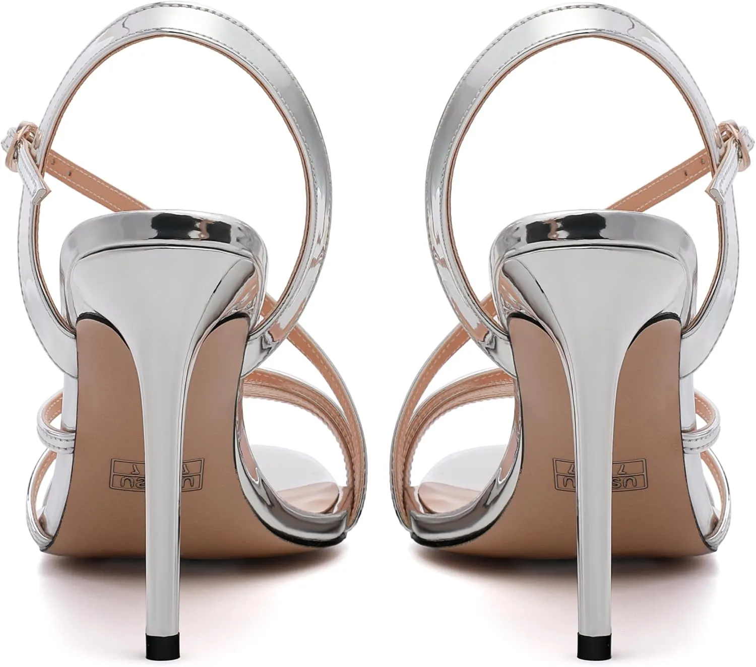 Gold Strappy Heels for Women, Sex Women's High Heels Open Toe Stilettos Strappy Ankle Strap Sandals Comfort Dress Party Shoes