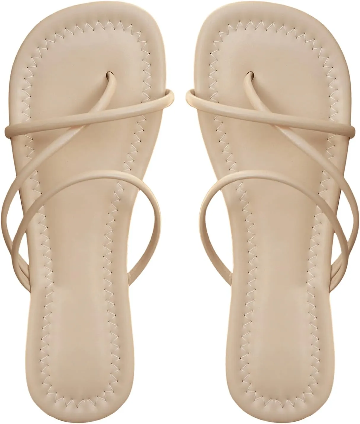 GORGLITTER Cross Strappy Flats Dress Flip Flops Thongs Sandals Square Open Toe Summer Slides Sandal