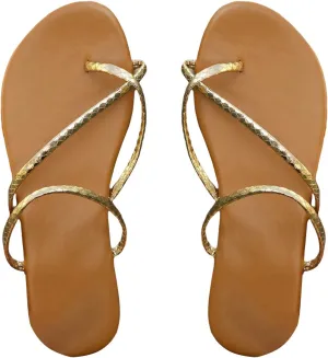 GORGLITTER Women's Beach Summer Sandals Strappy Flat Cute Sandals Wedding Flats Sandals