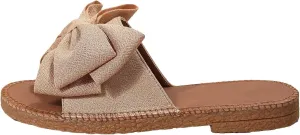 GORGLITTER Women's Bow Knot Flat Sandals Open Toe Slip On Slide Slipper Single Band Flats