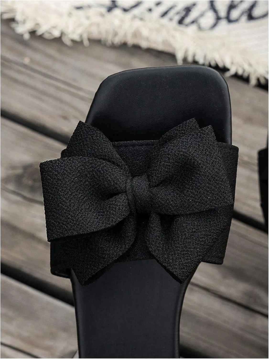 GORGLITTER Women's Bow Sandals Square Open Toe Slip on Dressy Summer Sandals