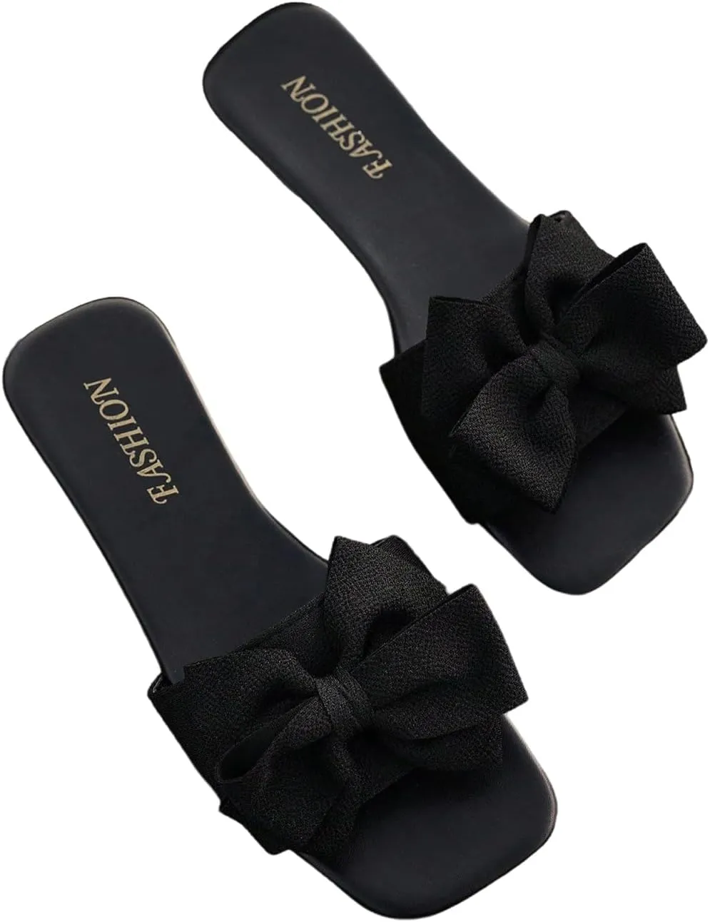 GORGLITTER Women's Bow Sandals Square Open Toe Slip on Dressy Summer Sandals