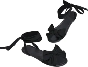 GORGLITTER Women's Bow Strappy Sandals Lace Up Gladiator Flat Sandals Tie Up Ankle Strap Beach Sandals 2025
