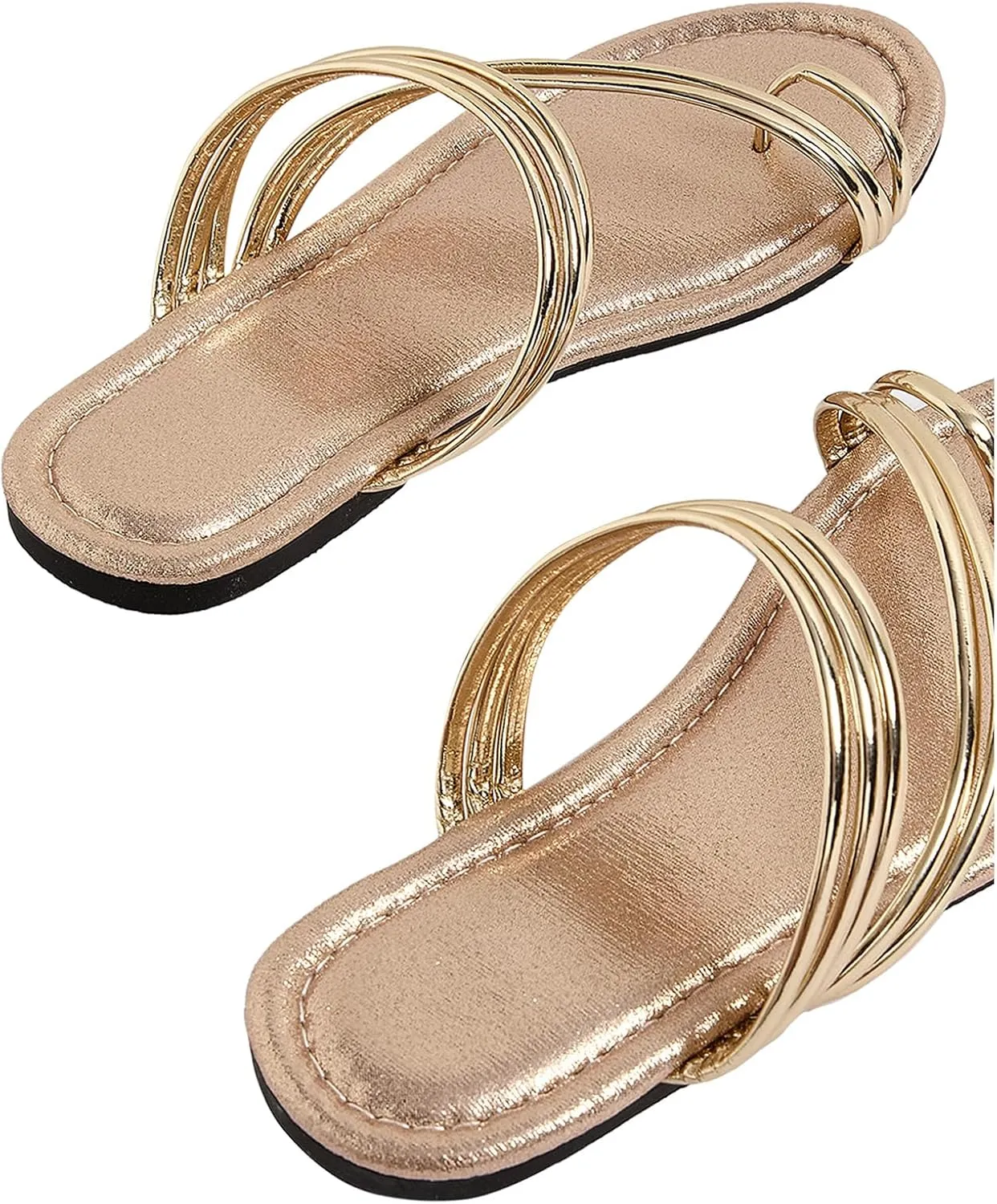 GORGLITTER Women's Strappy Thong Sandals Open Toe Slip On Flat Sandals Flip Flops