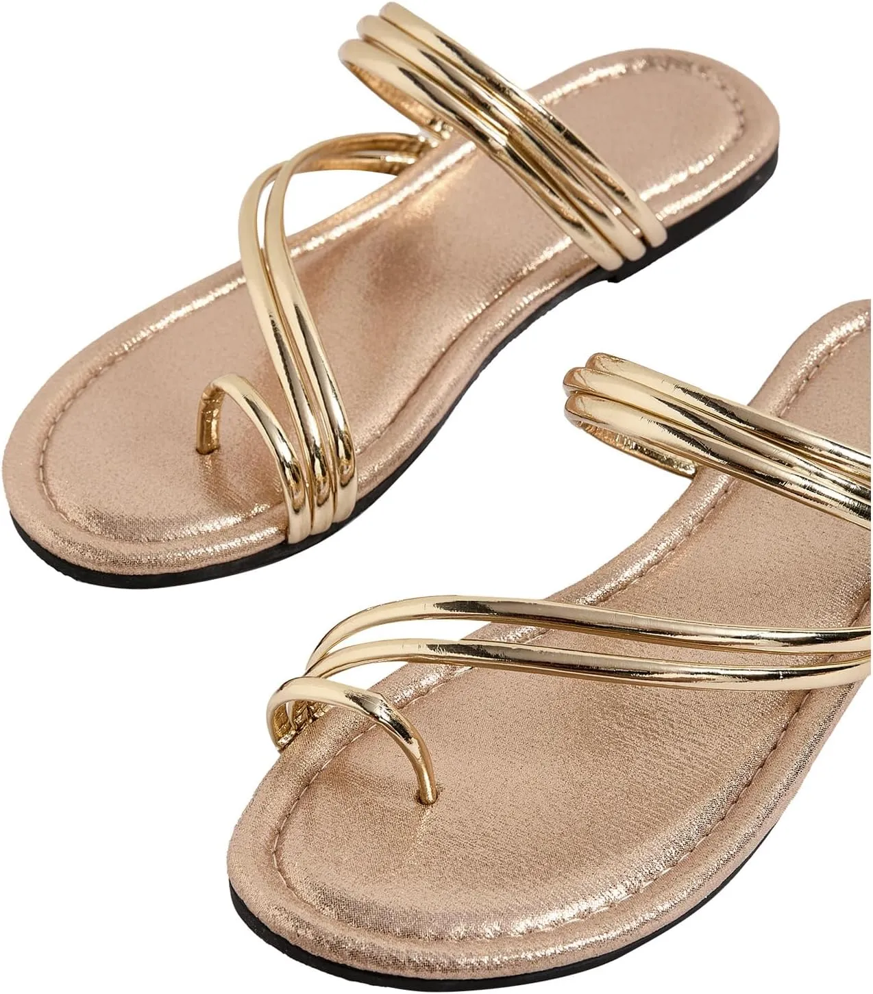 GORGLITTER Women's Strappy Thong Sandals Open Toe Slip On Flat Sandals Flip Flops