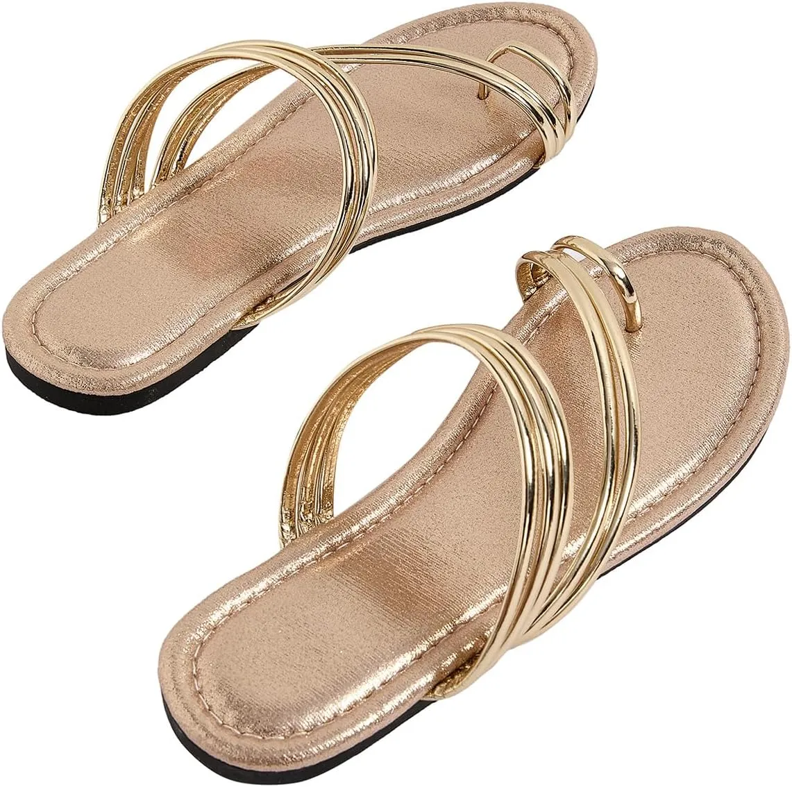 GORGLITTER Women's Strappy Thong Sandals Open Toe Slip On Flat Sandals Flip Flops