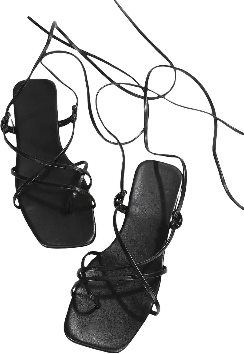 GORGLITTER Women's Summer Strappy Beach Sandals For Women 2025 Leather Lace Up Shoes