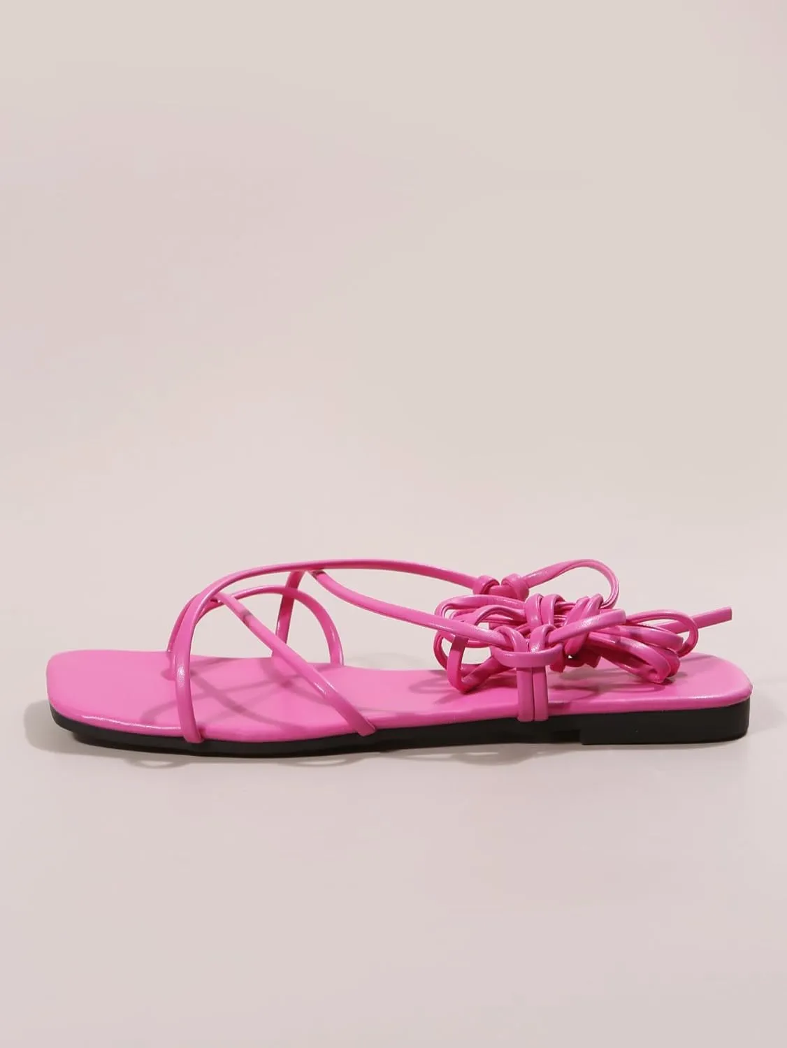 GORGLITTER Women's Summer Strappy Beach Sandals For Women 2025 Leather Lace Up Shoes