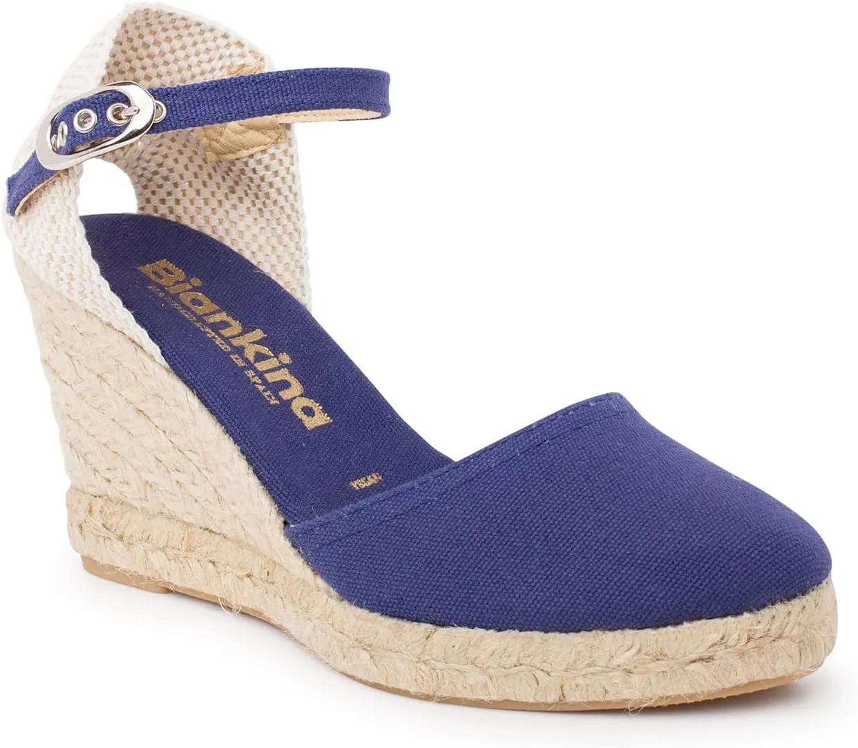 Granada Authentic Spanish Espadrille Wedge Sandals for Women - Sustainable, Eco Friendly, Vegan Shoes. Classic Style, Organic Cotton Canvas Upper, Comfy Insole, Jute Midsole, Rubber Sole. Made in Spain