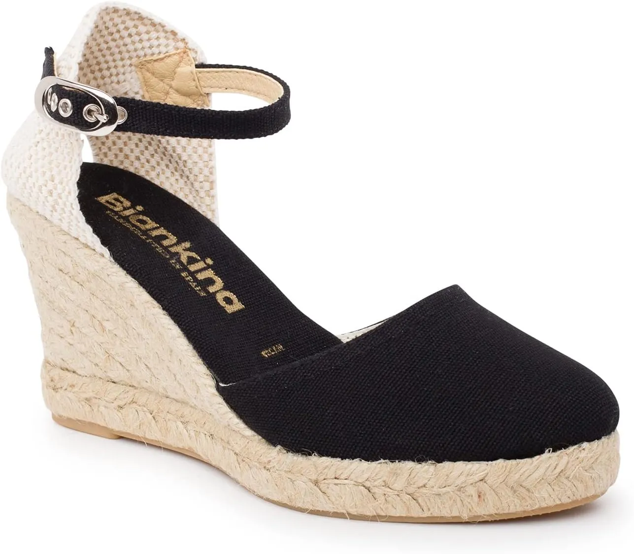 Granada Authentic Spanish Espadrille Wedge Sandals for Women - Sustainable, Eco Friendly, Vegan Shoes. Classic Style, Organic Cotton Canvas Upper, Comfy Insole, Jute Midsole, Rubber Sole. Made in Spain