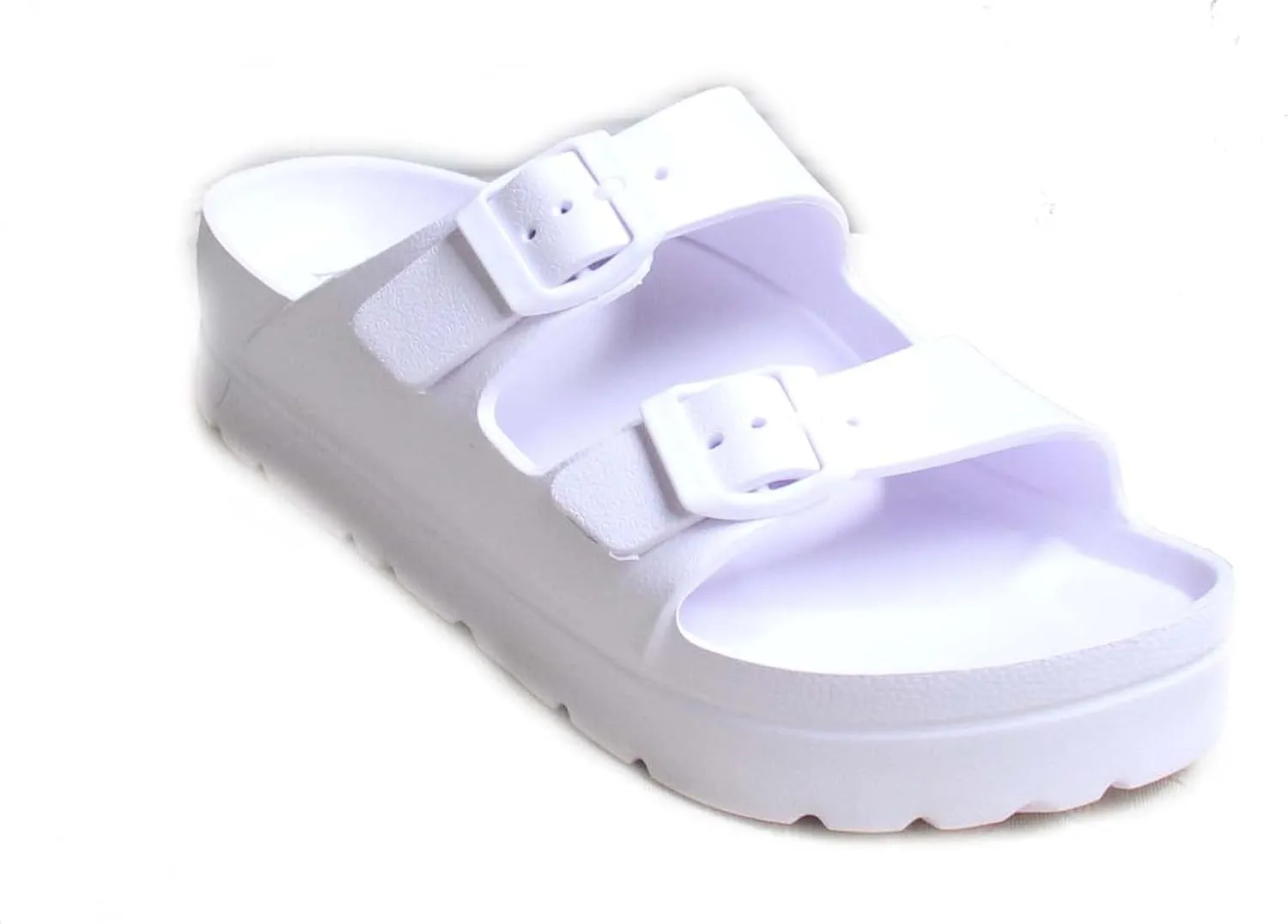 H2K Women's Lightweight Comfort Slides Adjustable Double Buckle Platform Sandals Buddy2