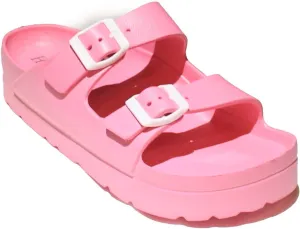 H2K Women's Lightweight Comfort Slides Adjustable Double Buckle Platform Sandals Buddy2