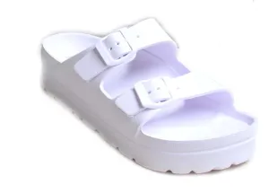 H2K Women's Lightweight Comfort Slides Adjustable Double Buckle Platform Sandals Buddy2