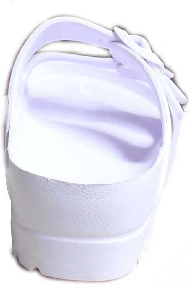 H2K Women's Lightweight Comfort Slides Adjustable Double Buckle Platform Sandals Buddy2