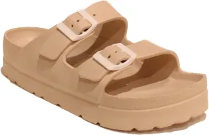 H2K Women's Lightweight Comfort Slides Adjustable Double Buckle Platform Sandals Buddy2