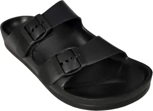 H2K Women's Lightweight Comfort Soft Slides EVA Adjustable Double Buckle Flat Sandals Buddy